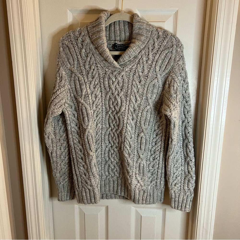 Ralph Lauren Hand Knit Wool Alpaca Gray Sweater